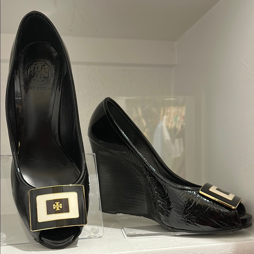 Tory Burch Black Wedge Shoes